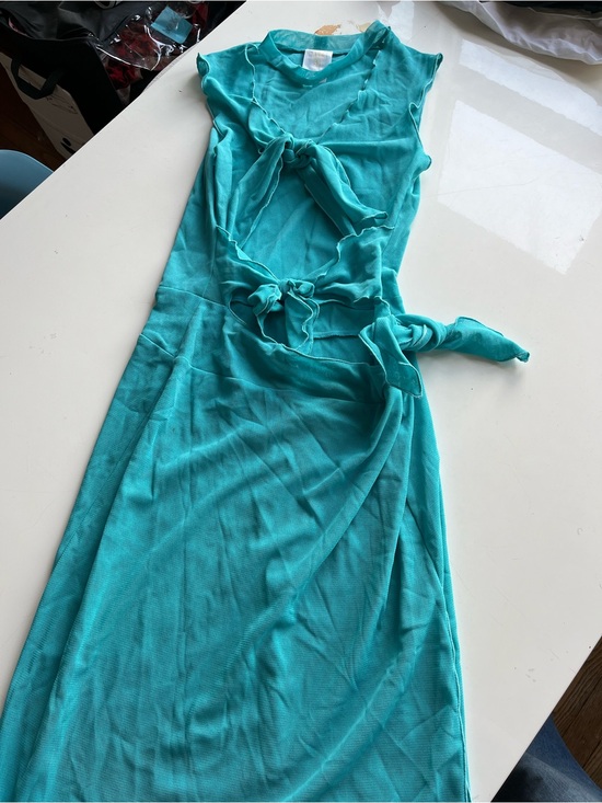 Anna Sui Dresses & Skirts - Anna Sui Turquoise Tie-Front Sleeveless Dress